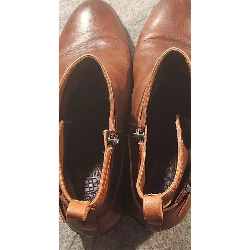 Vince Camuto Boots Womens Size 8.5 Brown Leather Peamer Ankle‎ Booties Straps